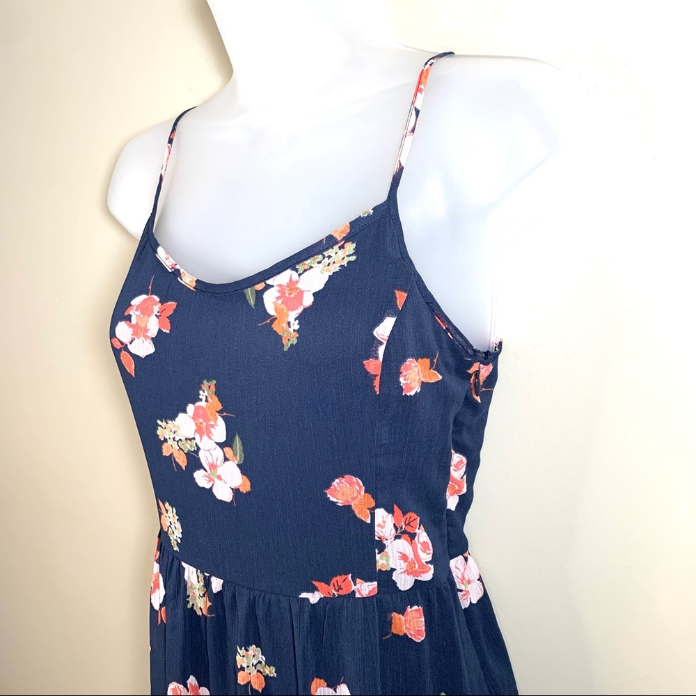 Abercrombie & Fitch Navy Floral Mini Dress XS Spaghetti Strap Coquette Romantic - Picture 5 of 14